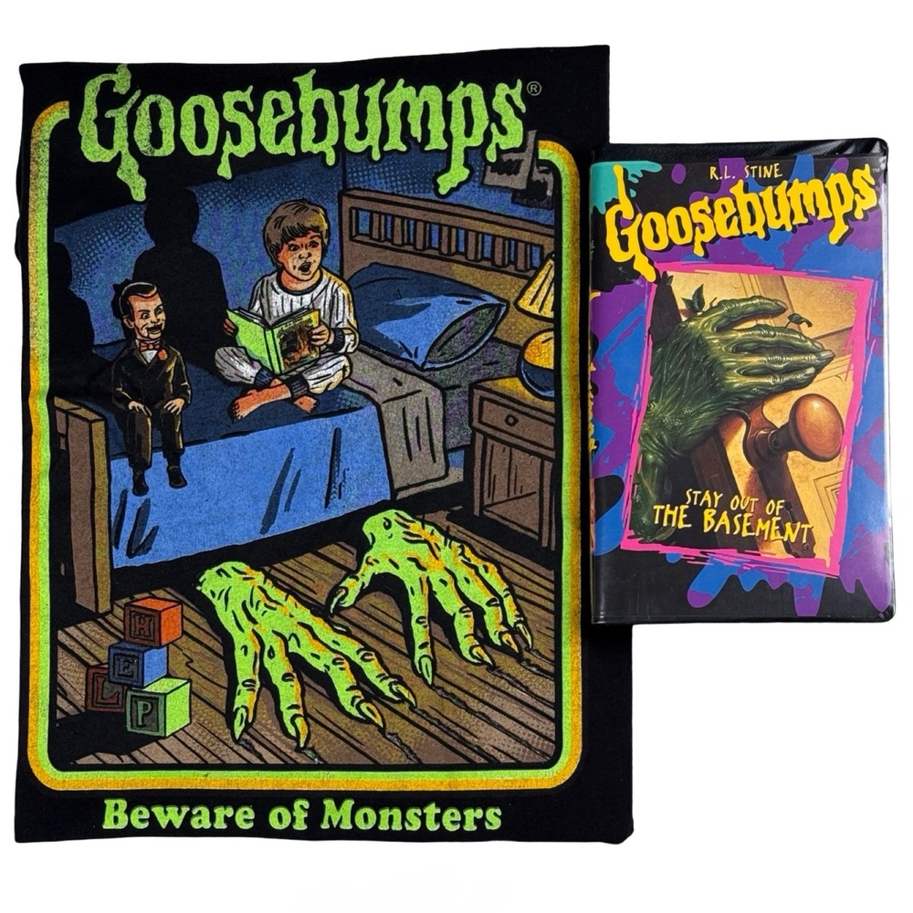 Goosebumps T Shirt VHS Bundle Beware‎ of Monsters Stay Out Basement - Picture 2 of 9